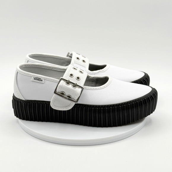 Vans Mary Jane Creeper Shoe Size 5.5 Womens Grunge White NEW - Picture 4 of 10